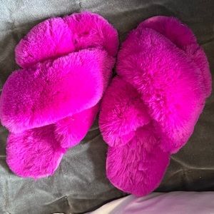 Pink fluffy slippers